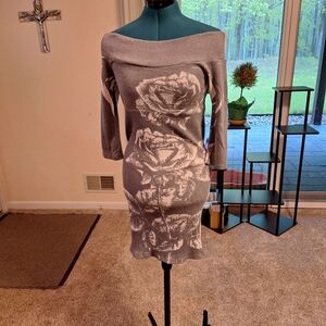 Off the shoulder gray floral dress